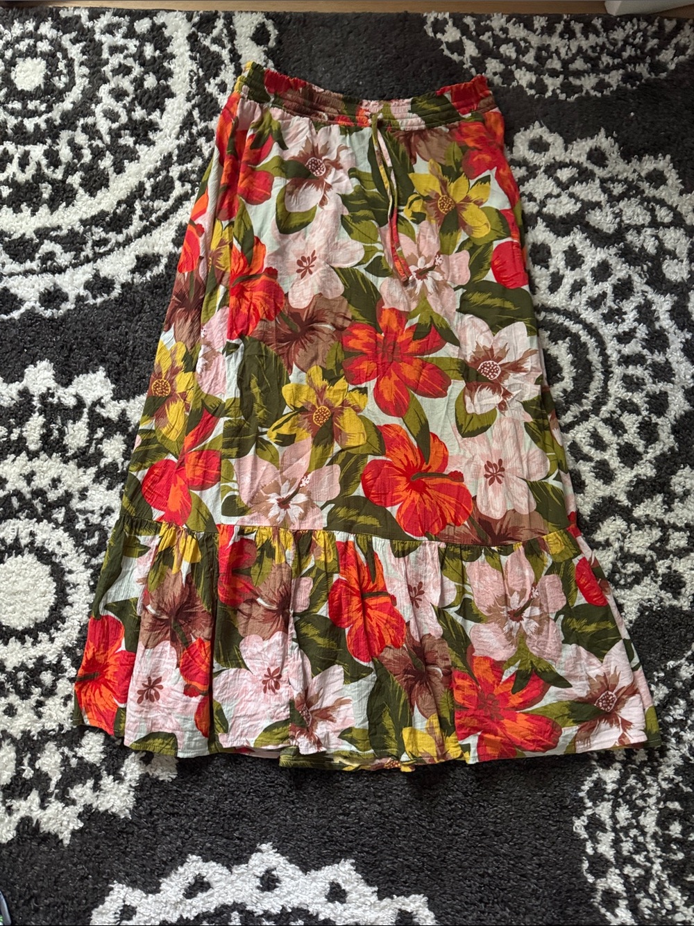 Aerie tropical Floral boho Maxi Skirt - coral pink Multicolor medium